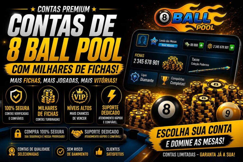 Contas 8 ball pool com 1.000.000 de fichas