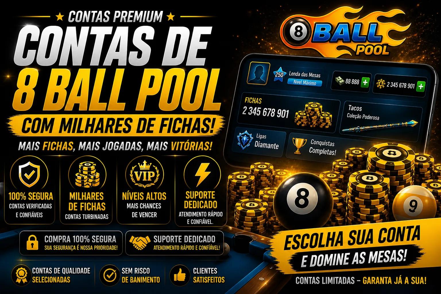 Contas 8 ball pool com 1.000.000 de fichas