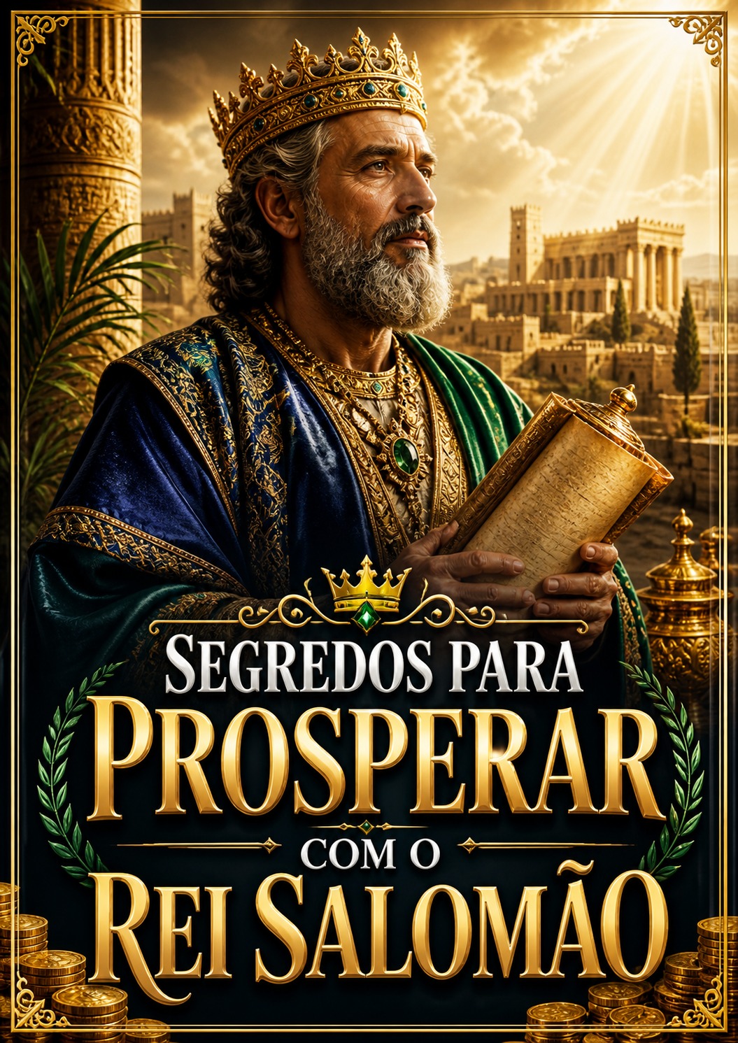 Capa do Ebook Segredos Para Prosperar com o Rei Salomão, simbolizando sabedoria e riqueza