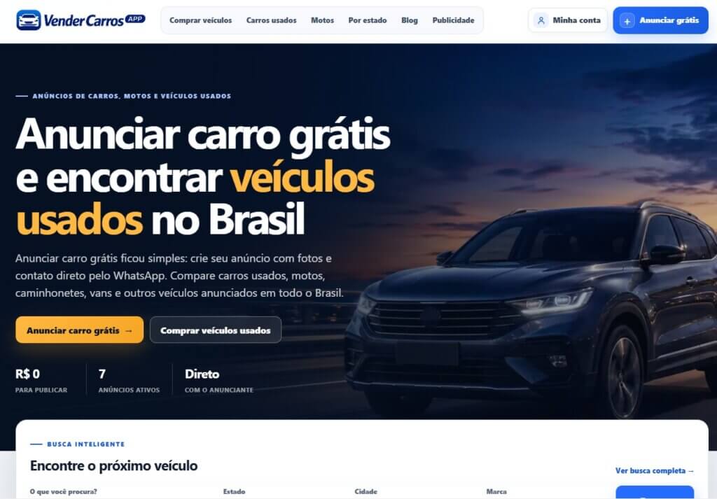 Site Pronto Marketplace de Carros Usados Monetizado