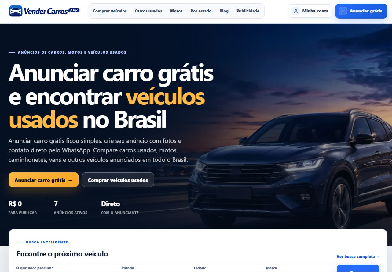 Site Pronto Marketplace de Carros Usados Monetizado
